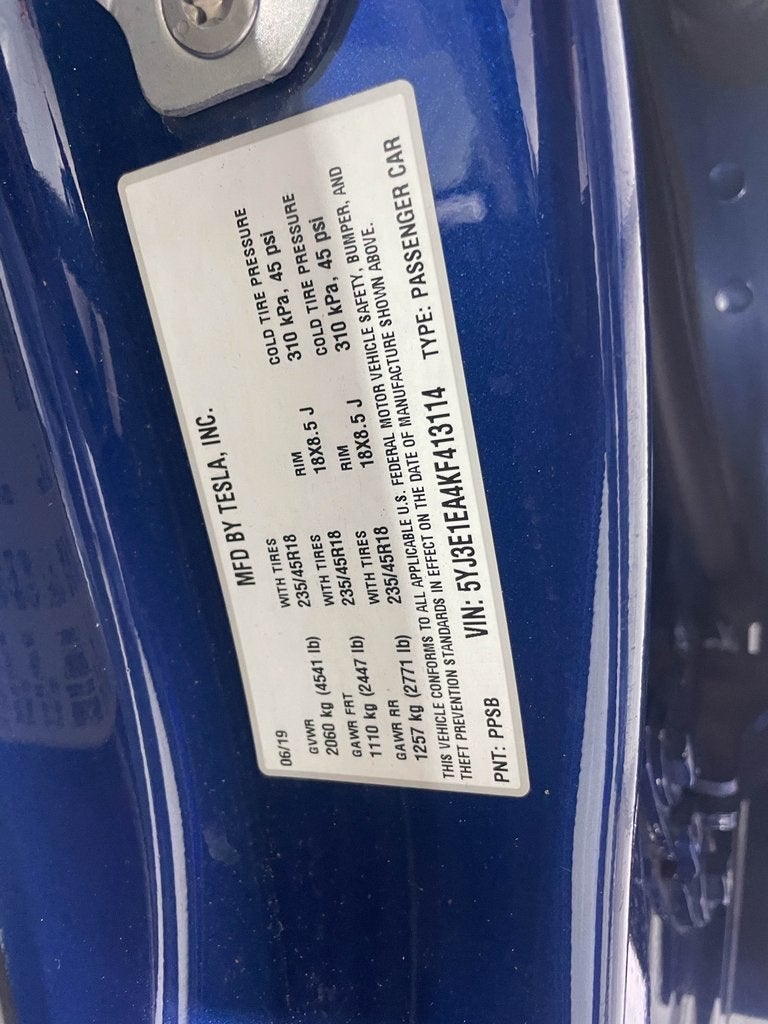 2019 Tesla Model 3 Standard Range Plus